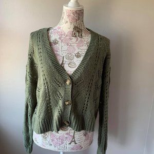 American Eagle Sage Green Cardigan Size Medium